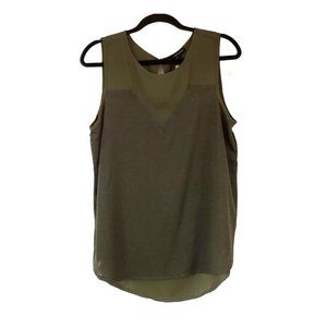 Harve‎ Bernard blouse size Medium Mod green linen blend sleeveless